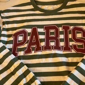 Women’s from anthro- Green and White Striped 'PARIS' Long-Sleeve Tee